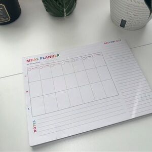 Weekly Meal Planner Notepad with Grocery List